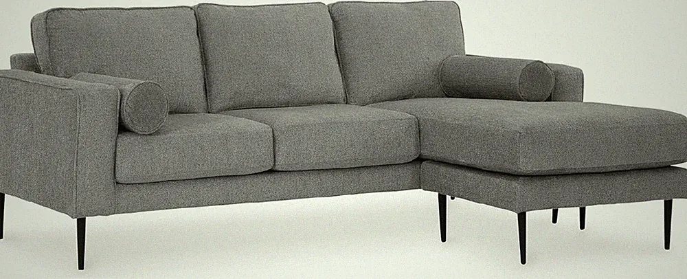 Stylish Gray Contemporary Sectional Sofa with Chaise Lounge - Hazela