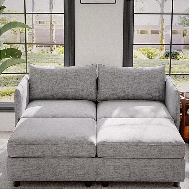 Stylish Gray Modular Sectional Sofa with Storage Chaise Lounge and Loveseat