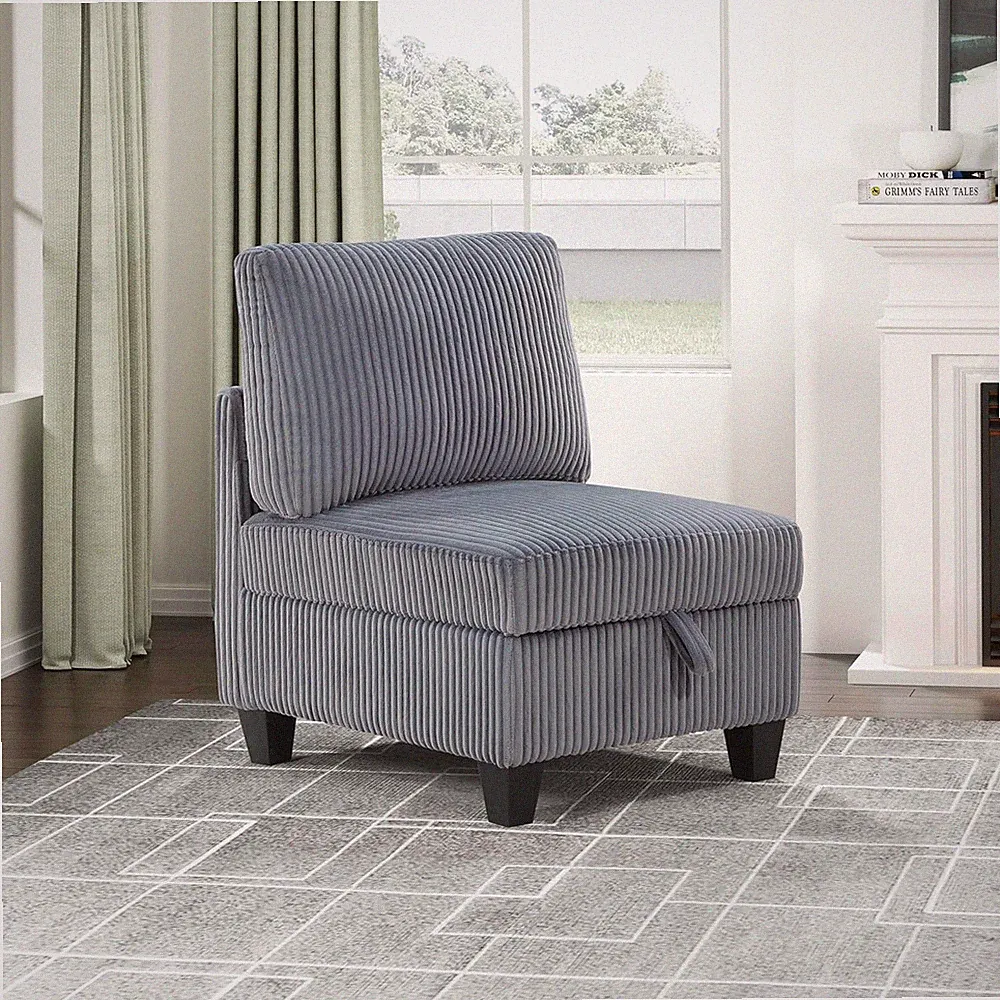 Stylish Grey Modular Sectional Sofa with Storage and Armless Chair Option