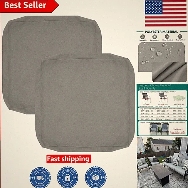 Stylish Grey Weather-Resistant Cushion Covers 20x20x2 - Perfect for Outdoor Use