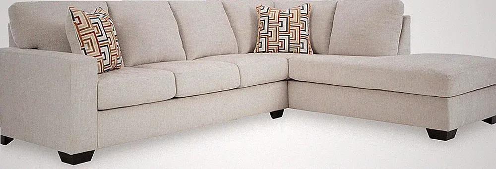 Stylish Light Gray L-Shaped Sectional Sofa with Chaise & Pillows