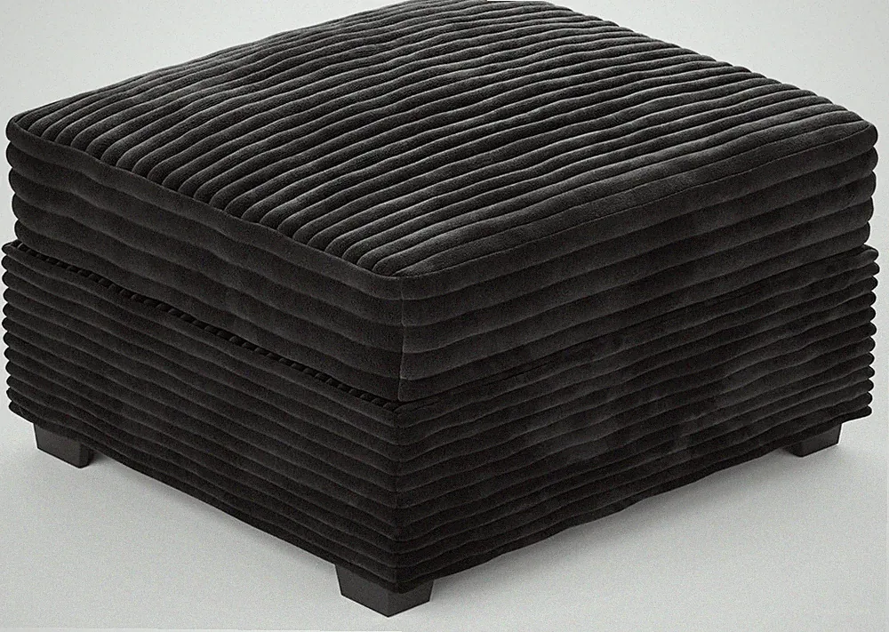 Stylish Modular Black Corduroy Sectional Sofa with Movable Ottoman