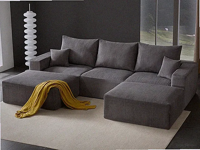 Stylish Modular U-Shaped Cloud Couch Sofa with Chaise - Grey, No Assembly Needed
