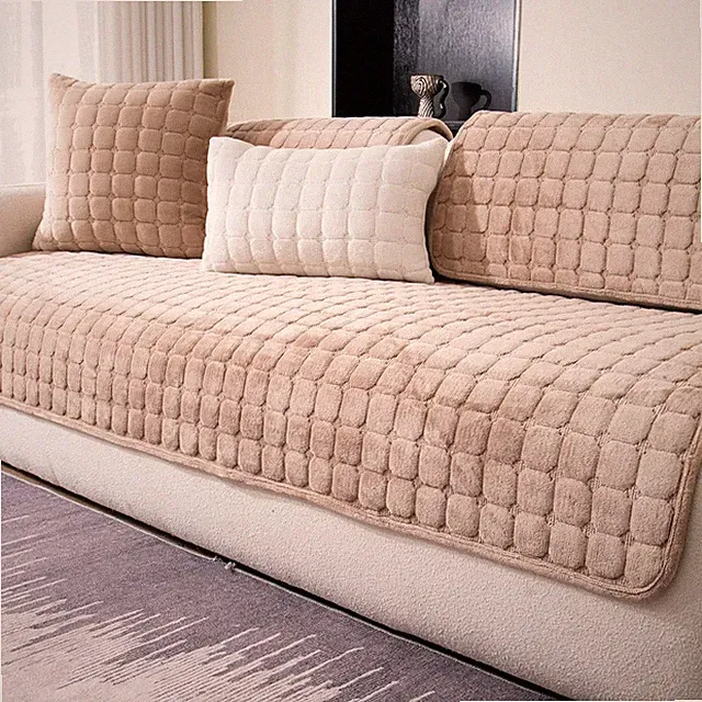 Stylish Plaid Sofa Slipcover - Washable L-Shaped Couch Cover