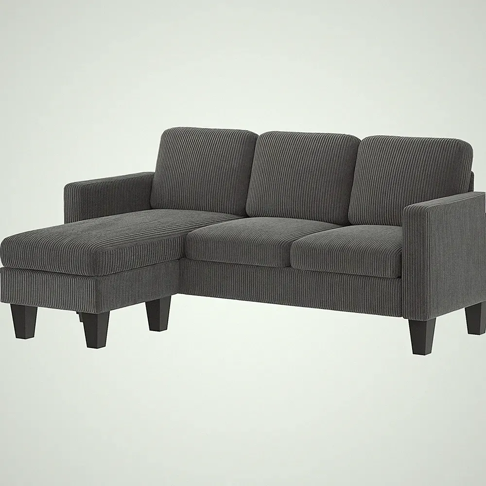 Stylish Reversible Chaise Sectional Couch in Gray Color