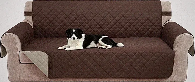 Stylish Reversible Sofa Cover for Living Room - Chocolate/Beige, Water Resistant