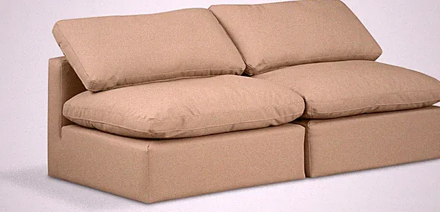 Stylish Tan Vegan Leather Modular Sofa with Plush Fiber Cushions, 70" W