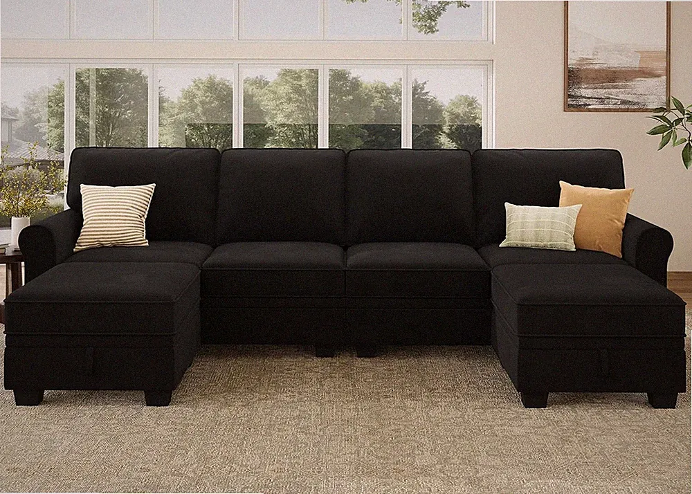 Stylish U-Shaped Convertible Sectional Sofa with Storage & Reversible Chaise