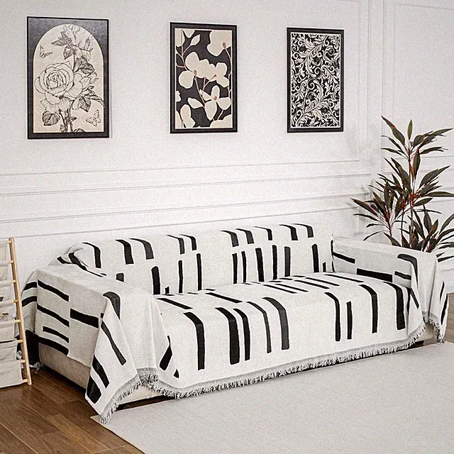 Stylish Washable Sofa Covers for Sectional & Loveseat - Black Chenille