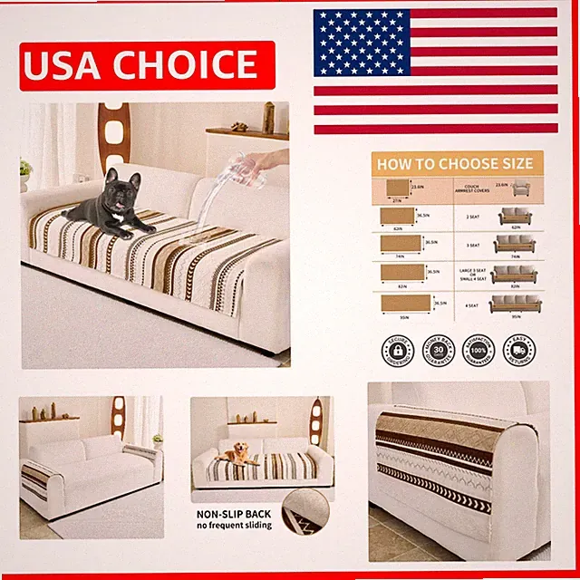 Stylish Waterproof Couch Cover for Pets - Non-Slip Chenille in 2 Pack 23.6”x27”
