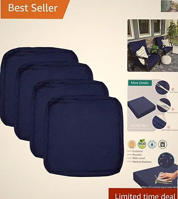 Stylish Waterproof Cushion Slipcovers - 24x22 Inch for Wicker Chairs & Sofas