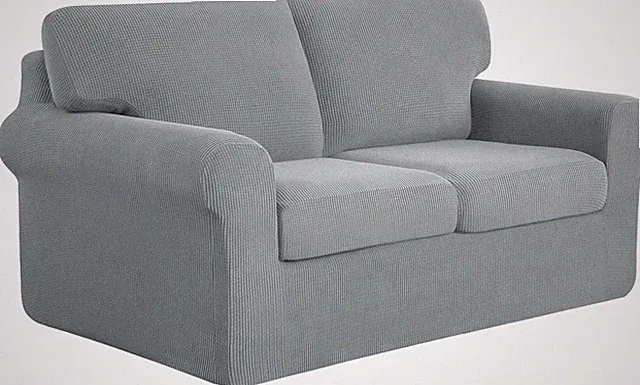 subrtex 5-Piece Stretch Sofa Slipcover Set, Modern Checkered Light Gray Fabric