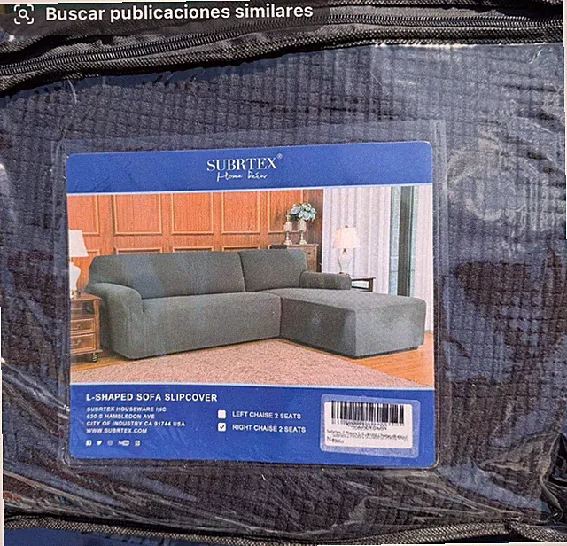 Subrtex L-Shaped Sofa Slipcover Blue Textured Stretch Polyester Spandex