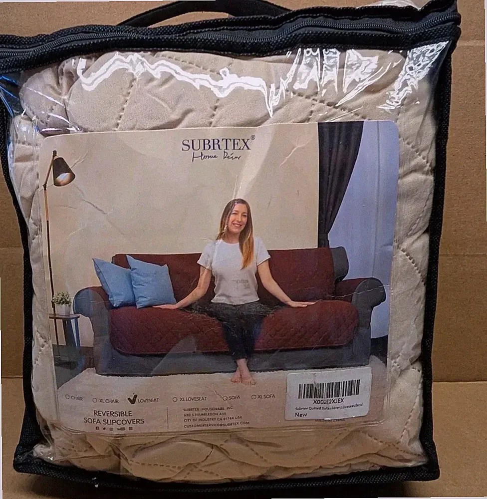 Subrtex Loveseat Quilted Cover Reversible Sofa Slipcover