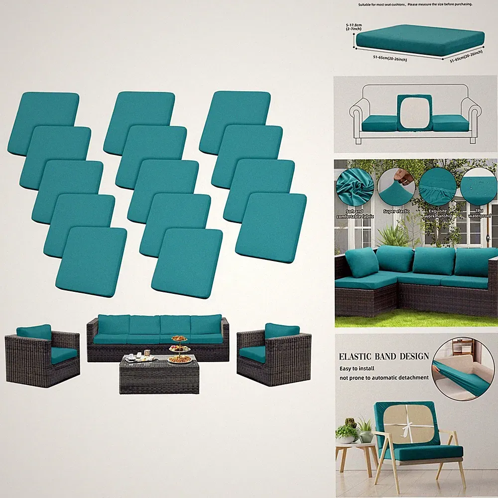 SUKAIKEQA 14PCS Outdoor Cushion Covers Set for Patio Sofa Sectional Chair
