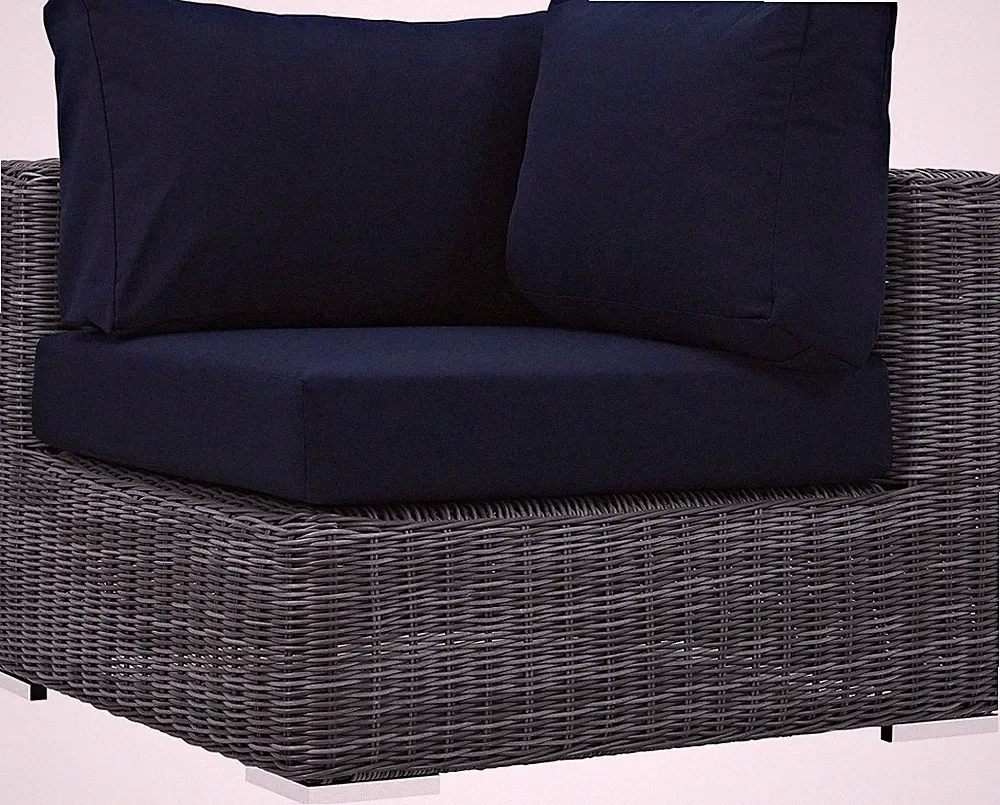 Summon Outdoor Patio Sofa Sectional Corner with Sunbrella Brand Navy Canvas Cush
