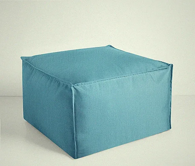 Sunbrella Outdoor Pouf Cushion - Plush Ottoman & Foot Rest - Cast Horizon 23