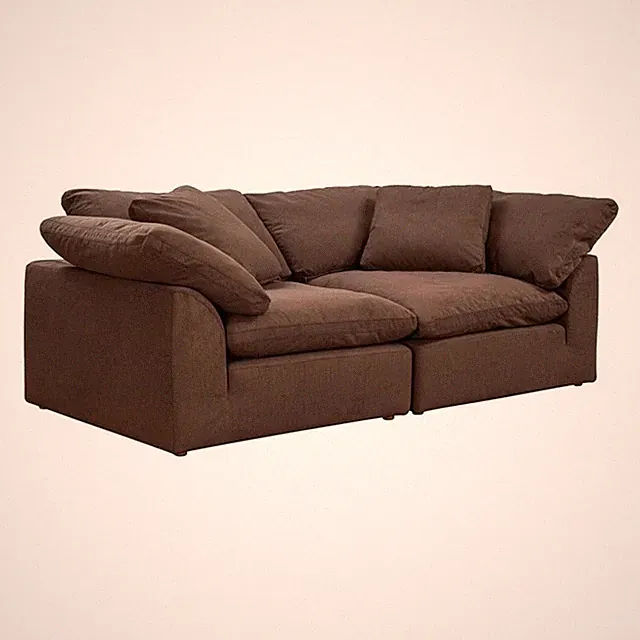 Sunset Trading Puff 2-Piece Fabric Slipcover Sectional Sofa in Brown