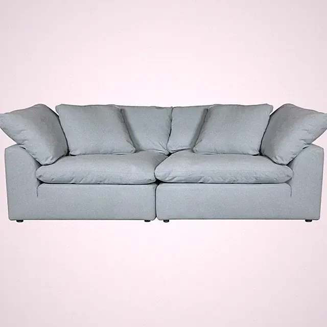 Sunset Trading Puff 2PC Slipcovered Modular Fabric Sectional Sofa in Blue