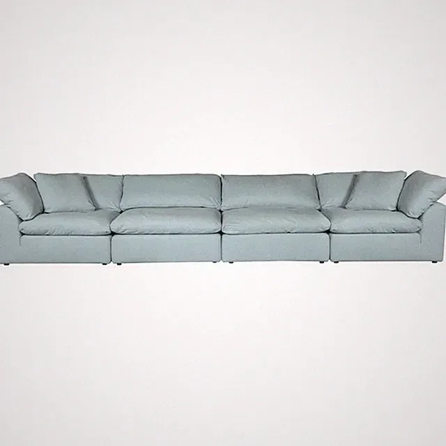 Sunset Trading Puff 4PC Slipcovered Modular Fabric Sectional Sofa in Blue