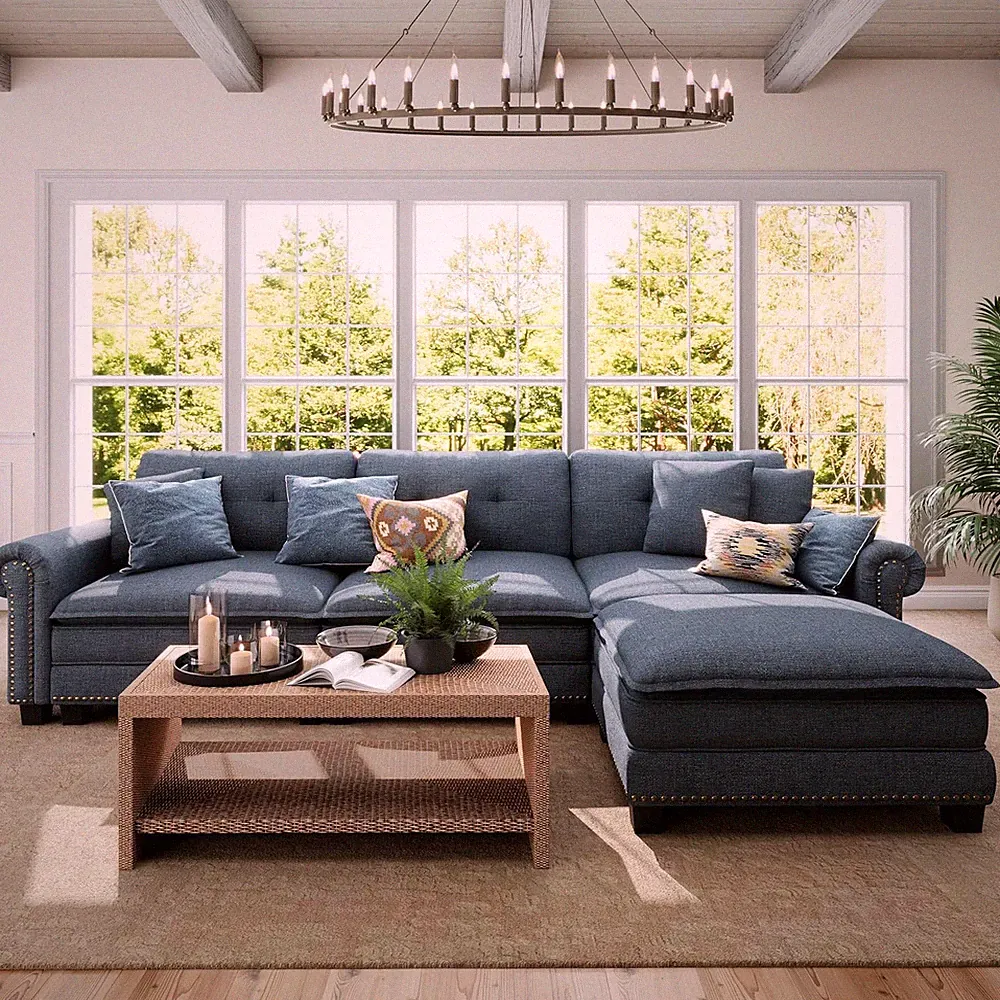 SUNSHINE VALLEY 116.1" L Shaped Modular Cloud Couch with Extra Wide & Deep Seats