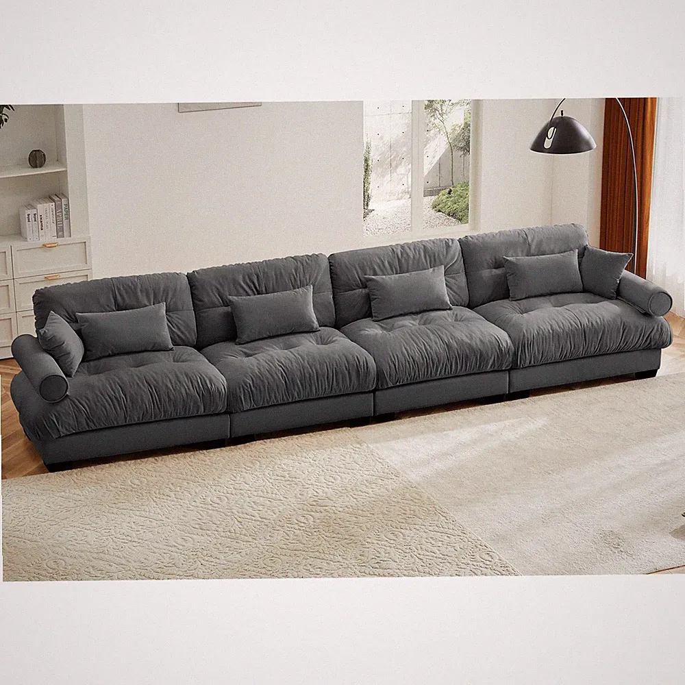 Super Comfort Oversized Modular Velvet Sectional Sofa Couch with Ergonomic Bol