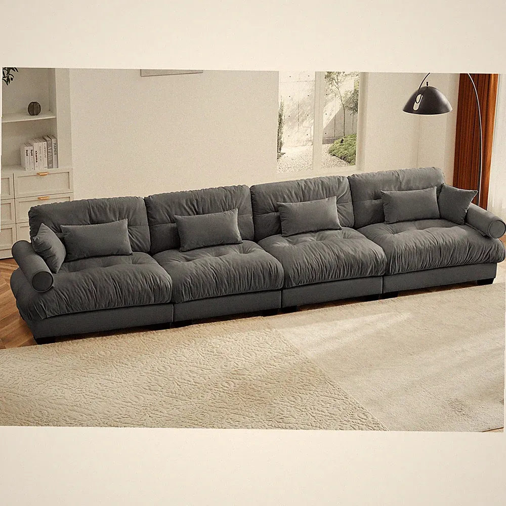 Super Comfort Oversized Modular Velvet Sectional Sofa Couch with Ergonomic Bolst