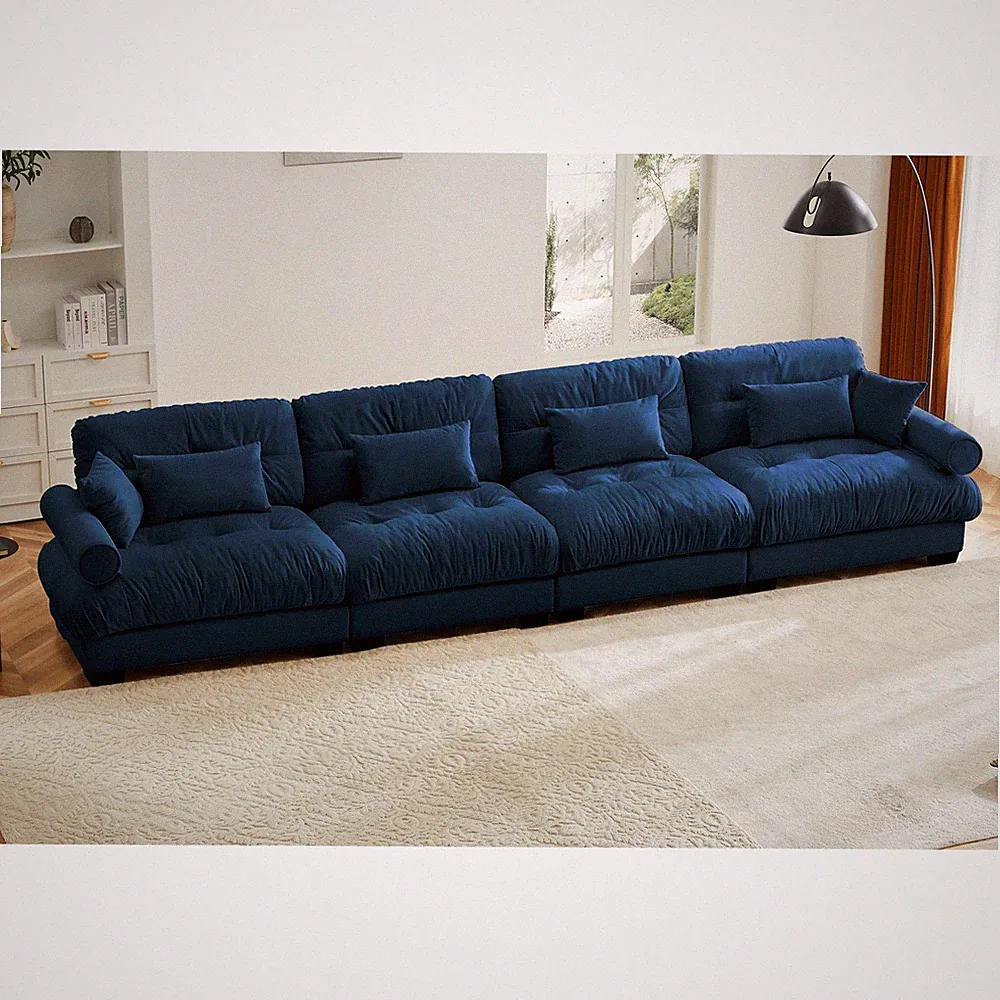Super Comfort Oversized Modular Velvet Sectional Sofa Couch with Movable Ottoman
