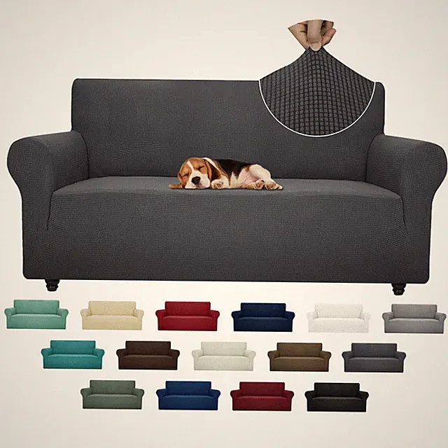 Super Stretch Couch Cover (72"-92") Universal Sofa Covers with Elastic Bottom...