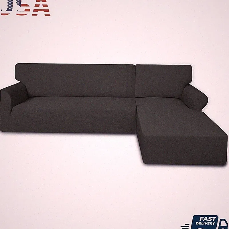 Super Stretch L Shape Sectional Couch Covers Non Slip Elastic Fabric Easy Care