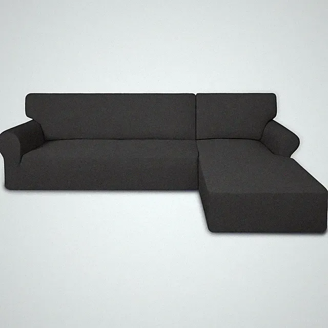 Super Stretch Sectional Couch Covers - 2 pcs Spandex Non Slip, with Elastic B...