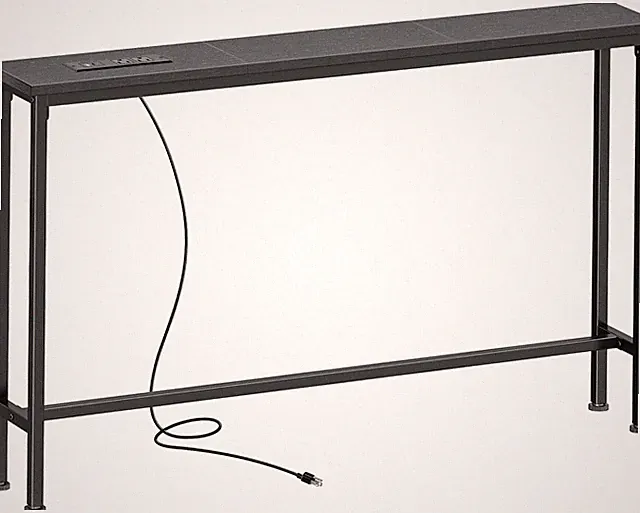 SUPERJARE 5.7 Inch Console Table with Outlet, Sofa Table, Behind Couch Table, 5.