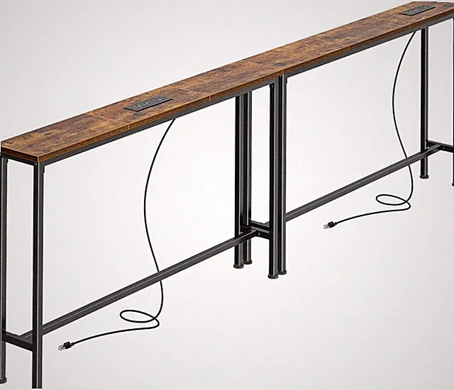 SUPERJARE 78.8 inch Narrow Console Table with Outlet, Sofa Tables, Behind Couch