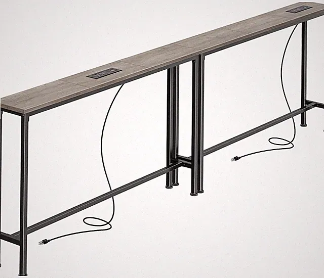 SUPERJARE 78.8 Inch Narrow Console Table with Outlet, Sofa Tables, Behind Couch