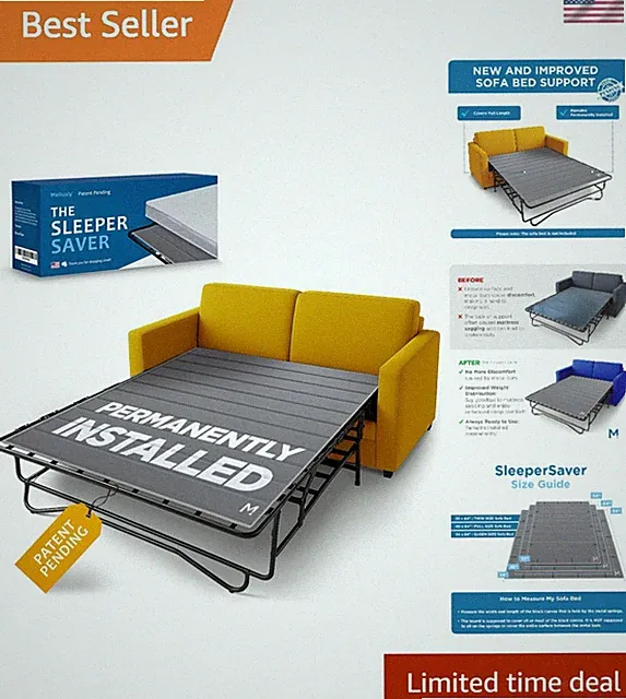 Support Board for Queen Size Sleeper Sofas Bed Mattress Protector Roll Bar Cover