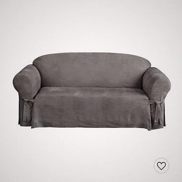 Sure Fit Soft Suede Sofa Slipcover Gray Fits 74-96 in 3-Seater Sofa