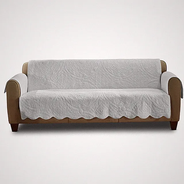 SureFit Heirloom Quilted Cotton Furniture Cover with Scallop Edge, Sofa Cover...