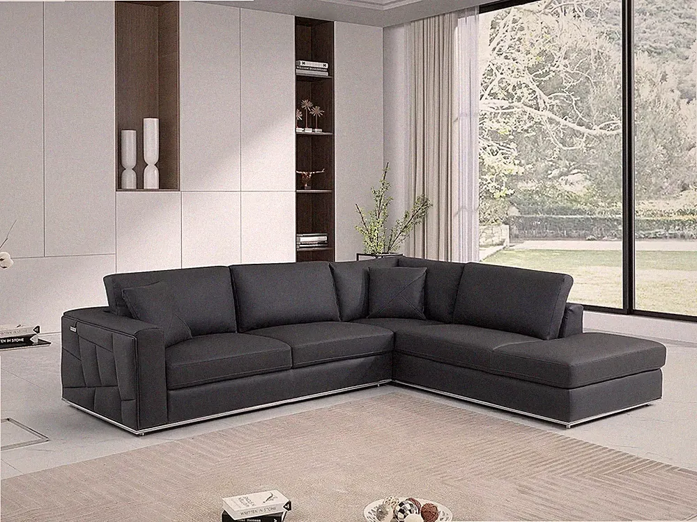 Surton Top Grain Italian Leather Sectional Sofa for Living Room and Home Office