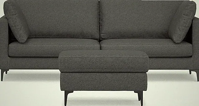 Sustainable Ava 3-Seater Sofa & Ottoman Set in Pebble Grey, 90" Wide