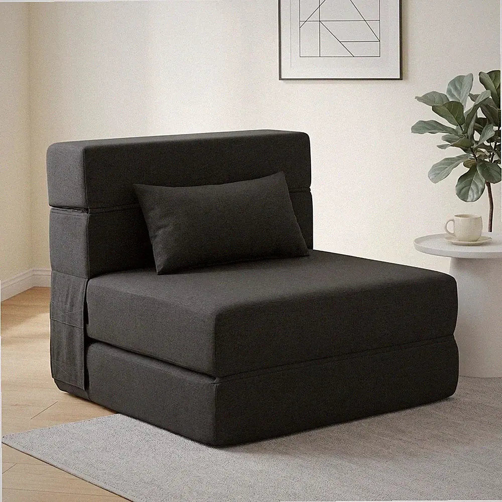 SUYOLS Folding Sofa Bed with Pillow- Convertible Single(28" Width), Dark Gray