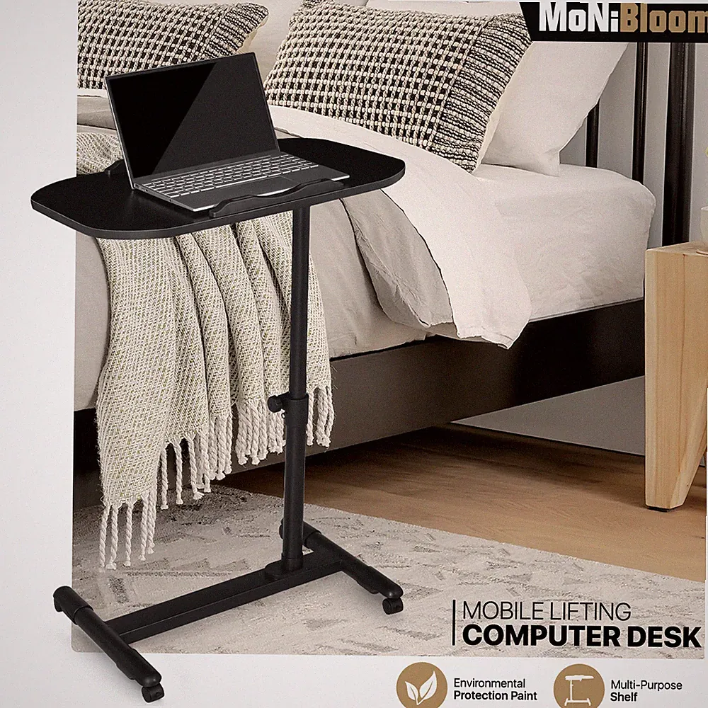 [SWIVEL ROLLING] Laptop Desk Adjustable Height Table Stand Wooden Sofa bed Tray