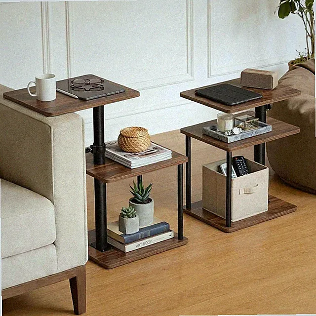 Swivel Side Table for Couch Arm, Adjustable C End Table for Recliner or Bed, Tv