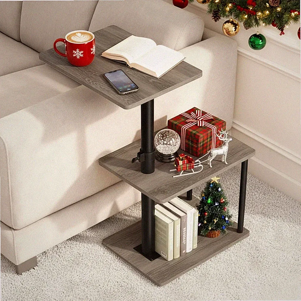 Swivel Side Table for Couch Arm Height Adjustable C for Recliner or Bed Tv Trays