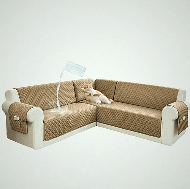SYJOVIA Sectional Couch Covers for Dogs 100% Waterproof Small, Light Brown
