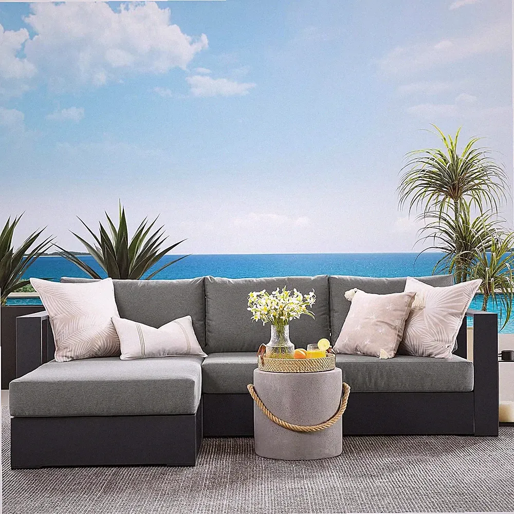 Tahoe 2-Piece Gray Charcoal Outdoor Sectional Sofa Set with Weather-Resistant Cu