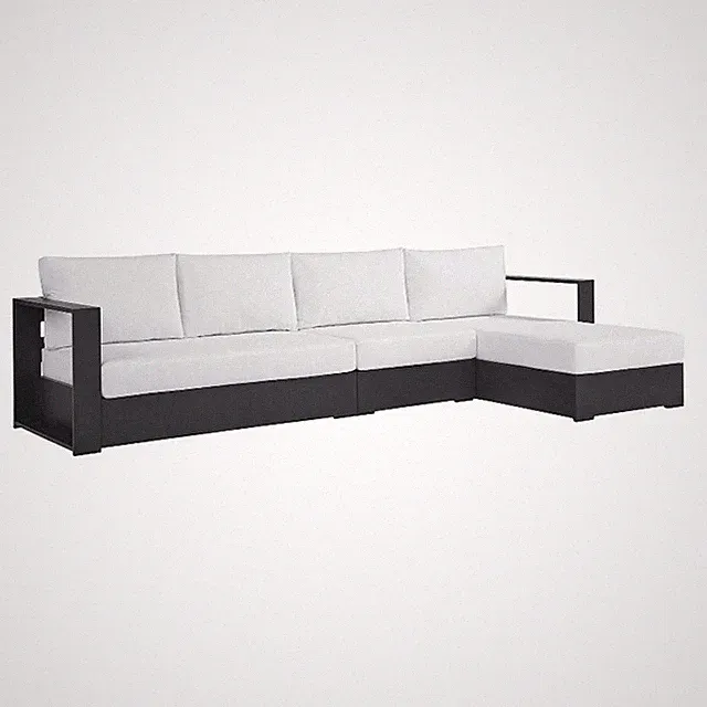 Tahoe 3-Piece Right-Facing Chaise Sectional Sofa Set in Gray White