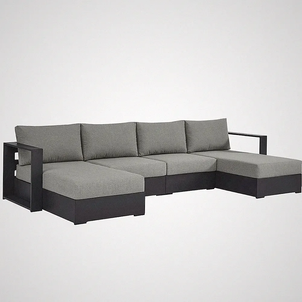 Tahoe 4-Piece Outdoor Patio Powder-Coated Aluminum Sectional Sofa Set