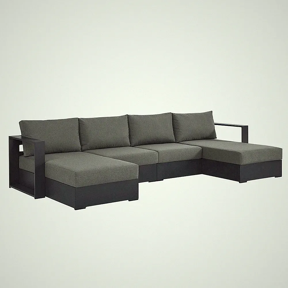 Tahoe 4-Piece Outdoor Patio Powder-Coated Aluminum Sectional Sofa Set