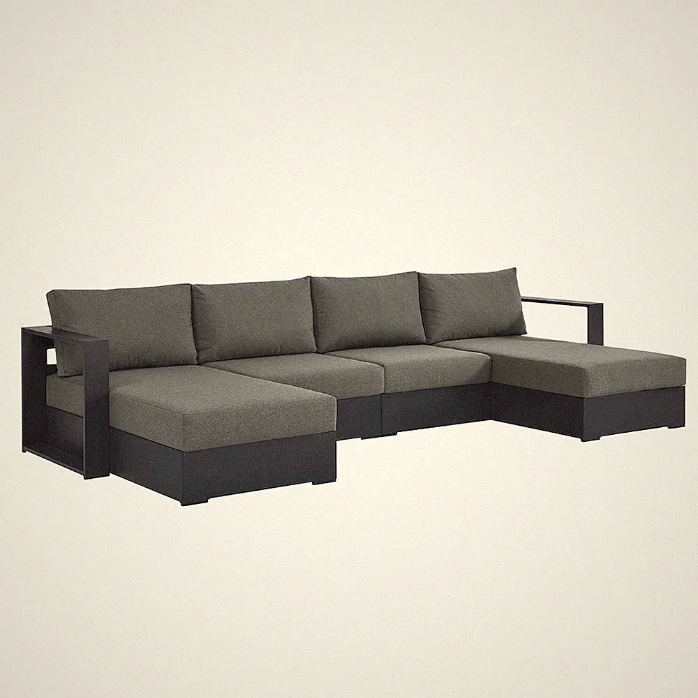 Tahoe 4-Piece Outdoor Patio Powder-Coated Aluminum Sectional Sofa Set