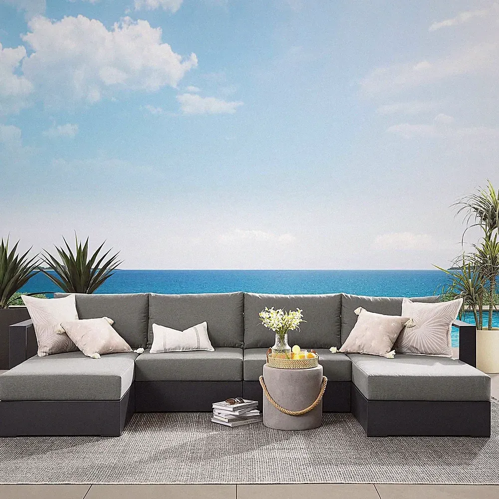 Tahoe Aluminum 4-Piece Outdoor Patio Furniture Gray Charcoal, Modular Sectional
